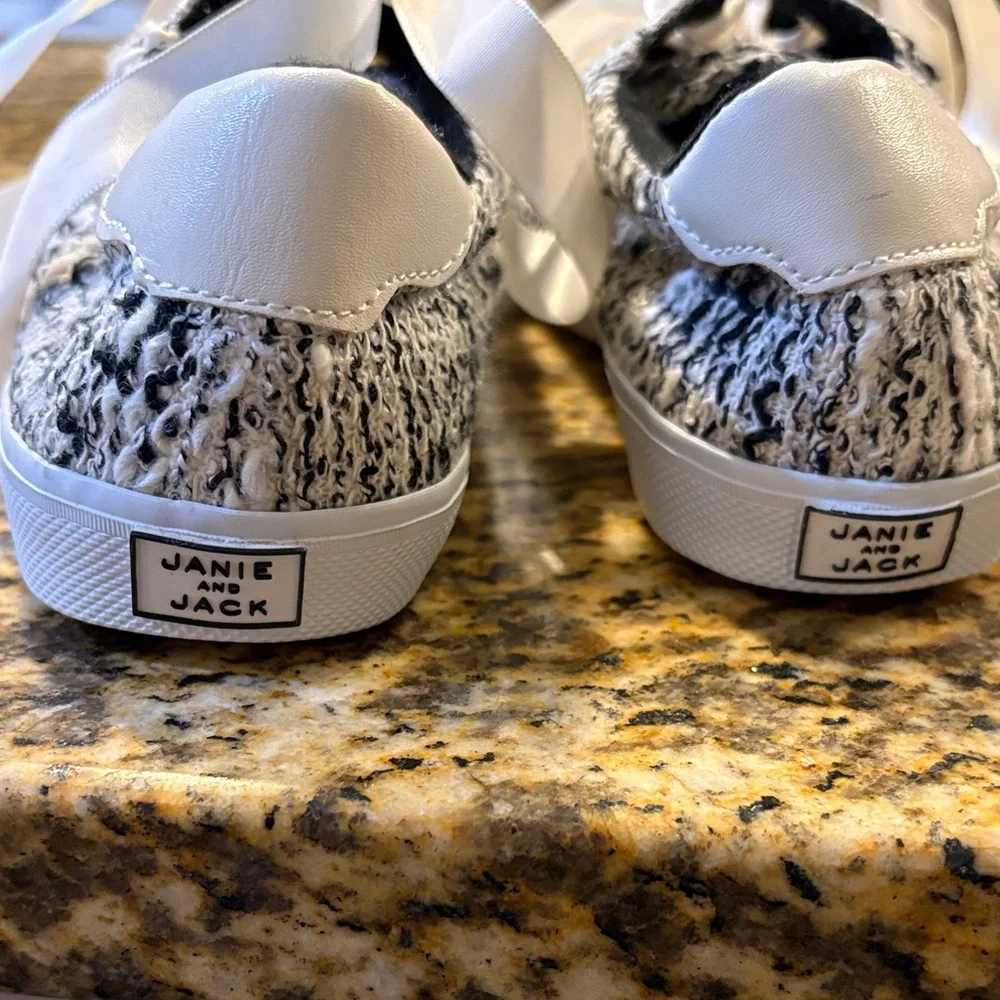 Janie and Jack Black and White Kids Sneakers - Picture 4 of 6